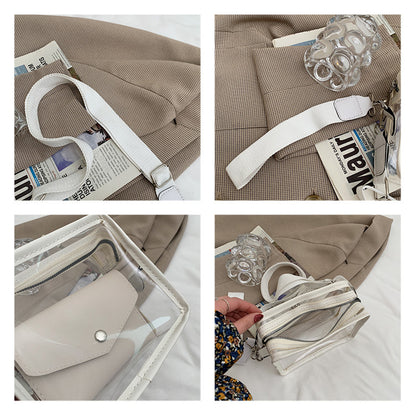 PVC Transparent Crossbody Bag Single Shoulder Bag W/One Separate Pouch