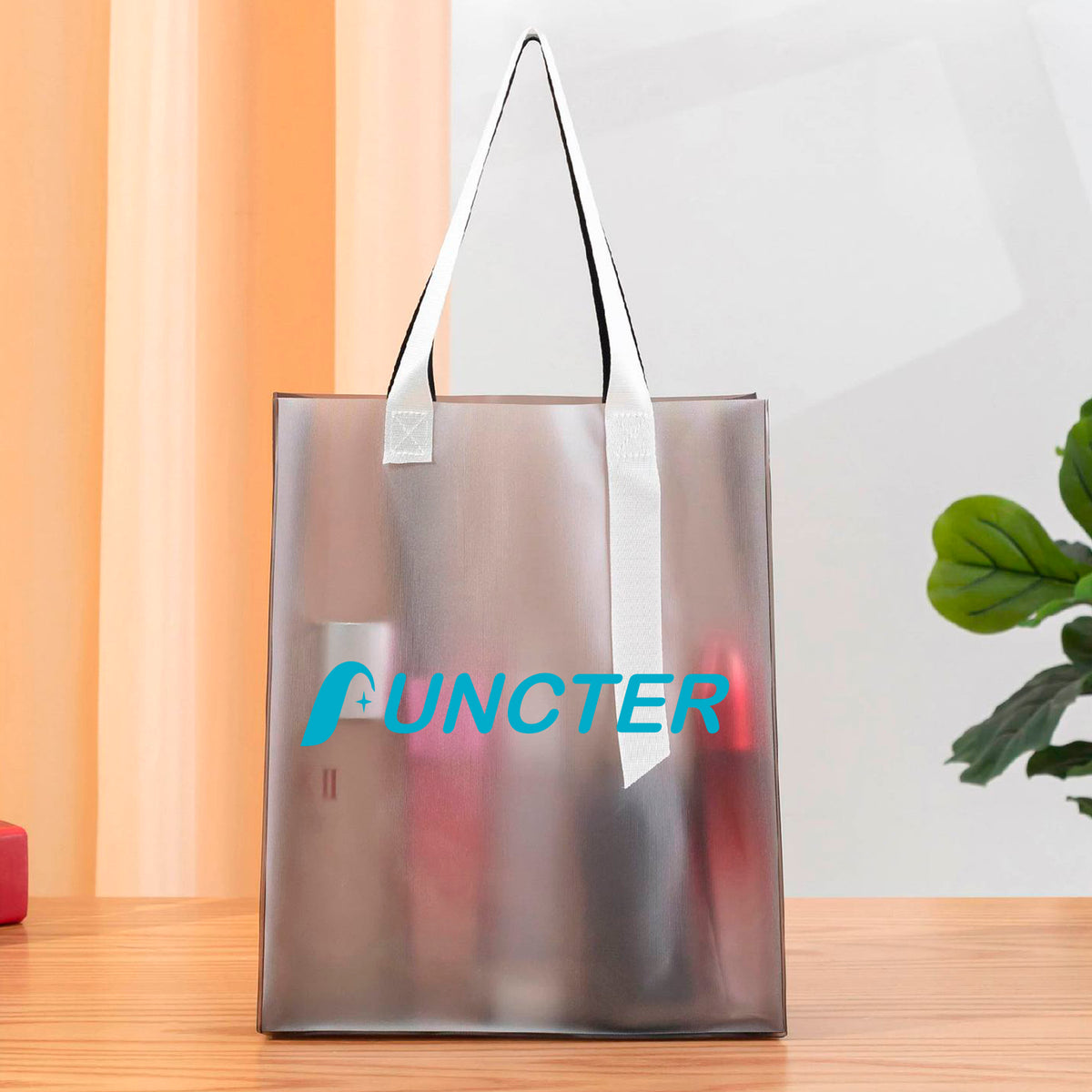 9.58 X 11.82" Clear & Frosted PVC Tote Bag for Shopping