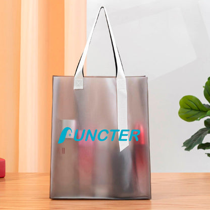 9.58 X 11.82" Clear & Frosted PVC Tote Bag for Shopping