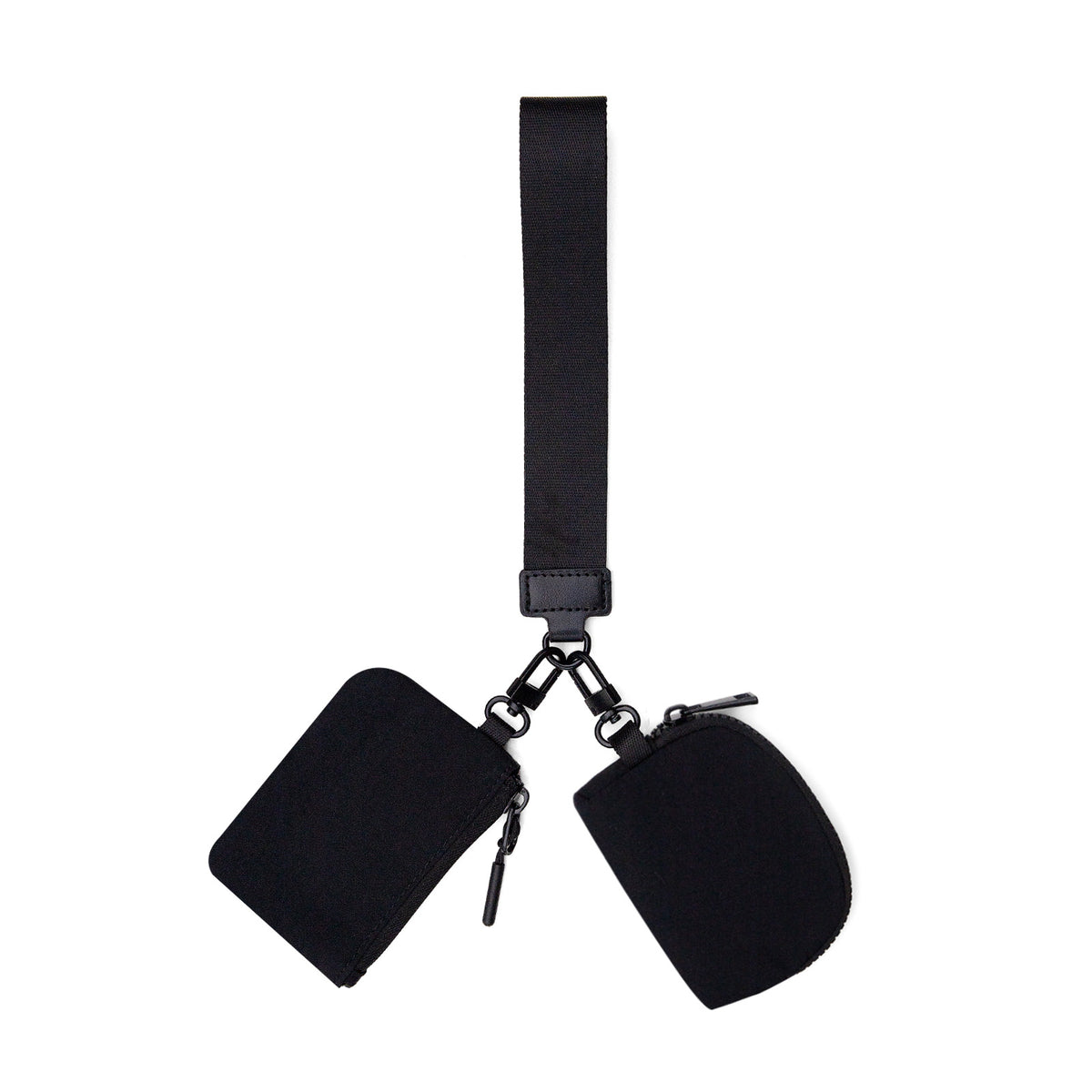 Mini Zip Around Dual Pouch Wristlet With 2 Straps Wristlet Keychain Wallet