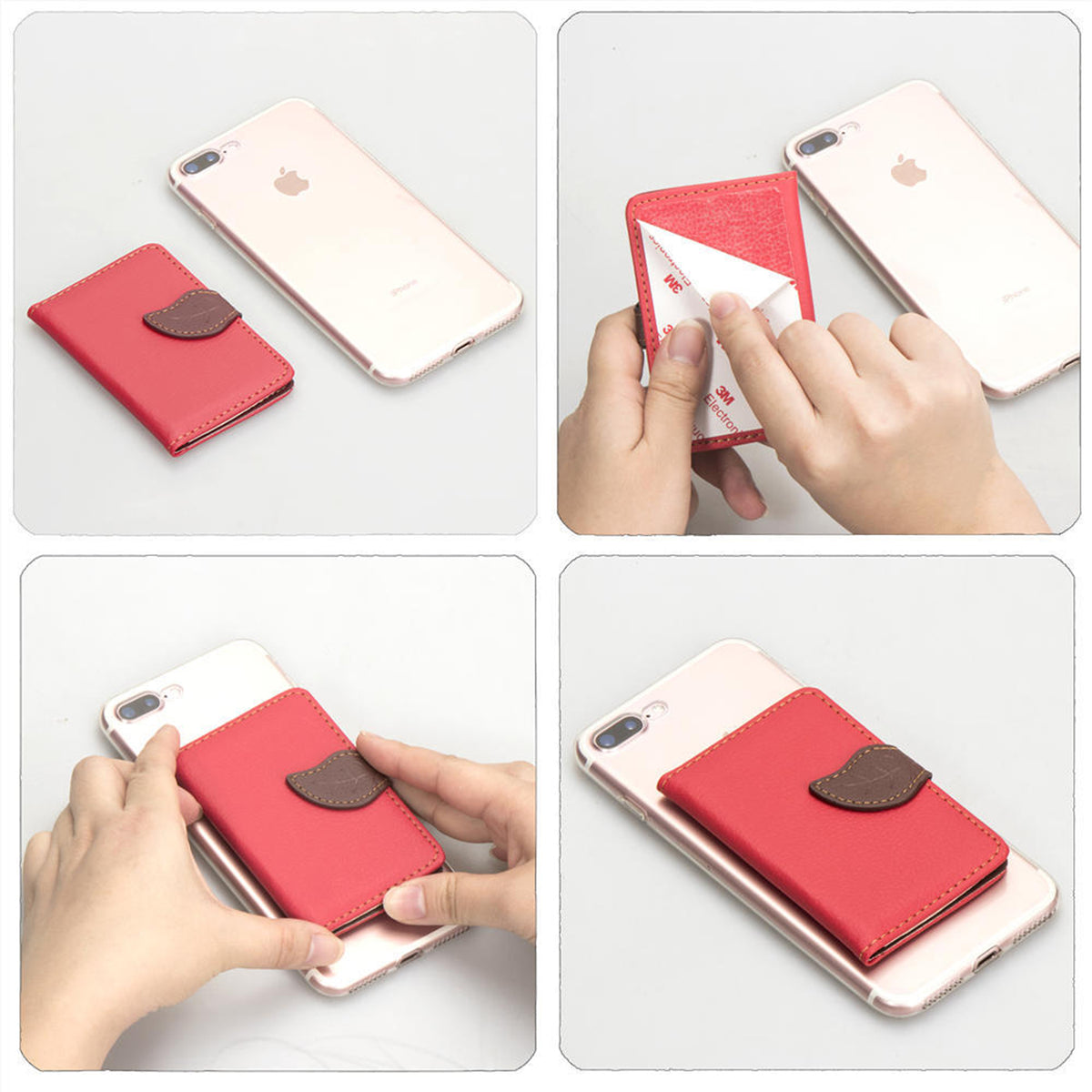 Stick-on Phone Wallet, Slim Expandable Credit Card Pocket