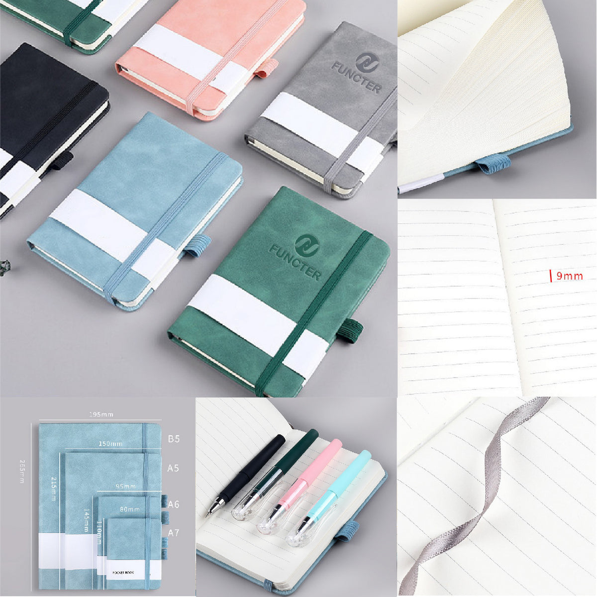 A5 College Ruled Journal Soft Touch Journal Notebook Matching Color Pen Journal Combo
