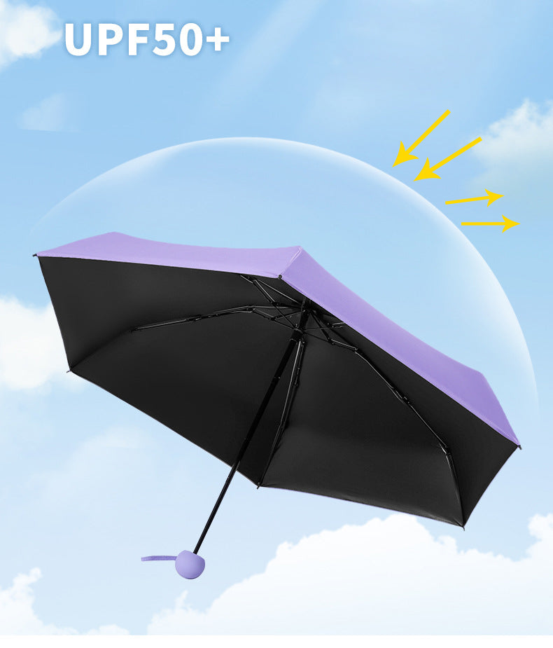 5 Fold Travel Lightweight Portable Pocket Mini Capsule Umbrella Manual Open 6 Panels Umbrella