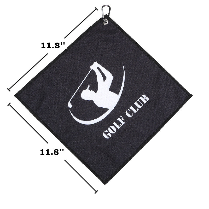 11.8 x 11.8" Polyester Waffle Pattern Golf Towel W/Heavy Duty Carabiner Clip