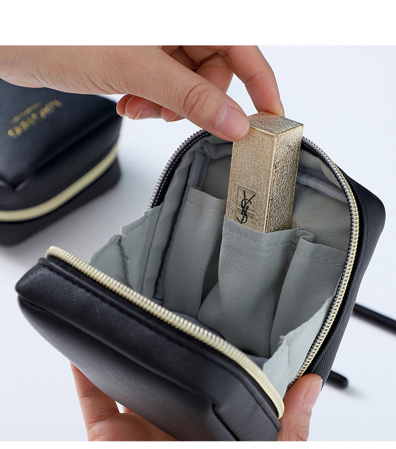 PU Leather Zipper Makeup Bag Handle Bag Lipstick Storage Pouch