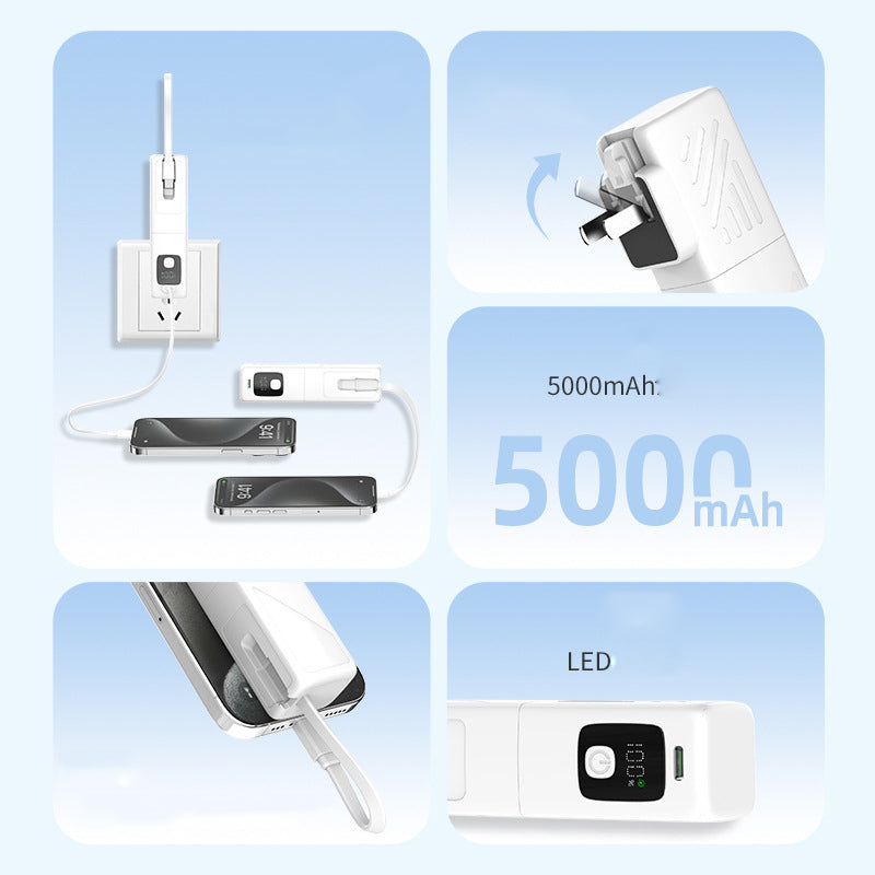 5000mAh QC22.5W Wall Charger (AC) Power Bank W/FCC Certification