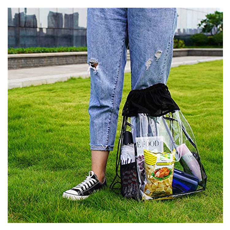 Portable Waterproof PVC Transparent Drawstring Bag Backpack