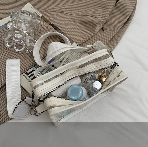 PVC Transparent Crossbody Bag Single Shoulder Bag W/One Separate Pouch