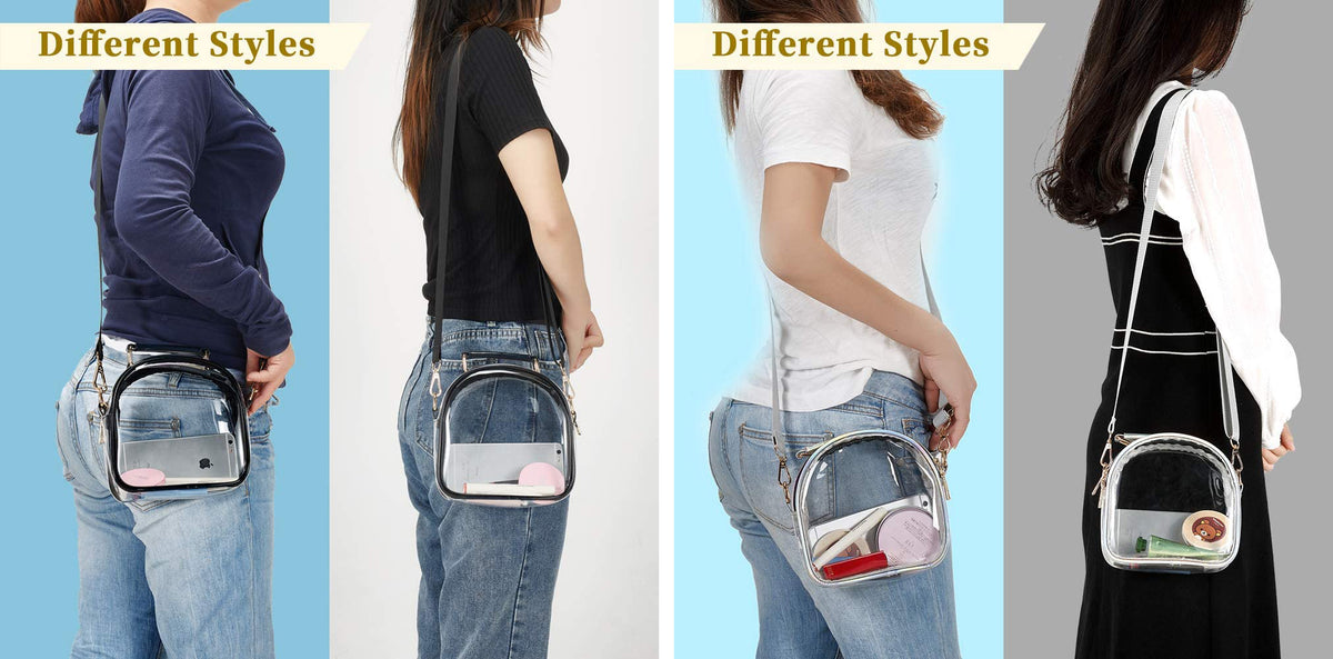 Women's PVC Transparent Clutch Clear Purse Crossbody Bag with Adjustable Strap Stadium Approved Bag