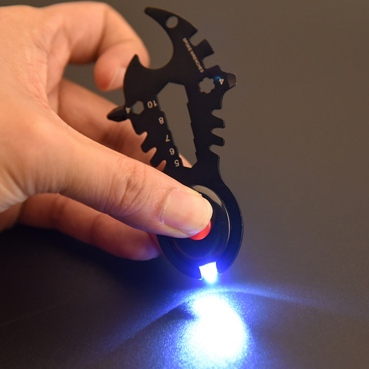Stainless Steel Fish Bone Shape Multitool Card w/ LED Light
