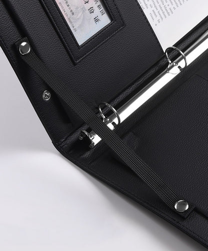 A4 PU Leather 3 Rings Binder Music Folder File Holder