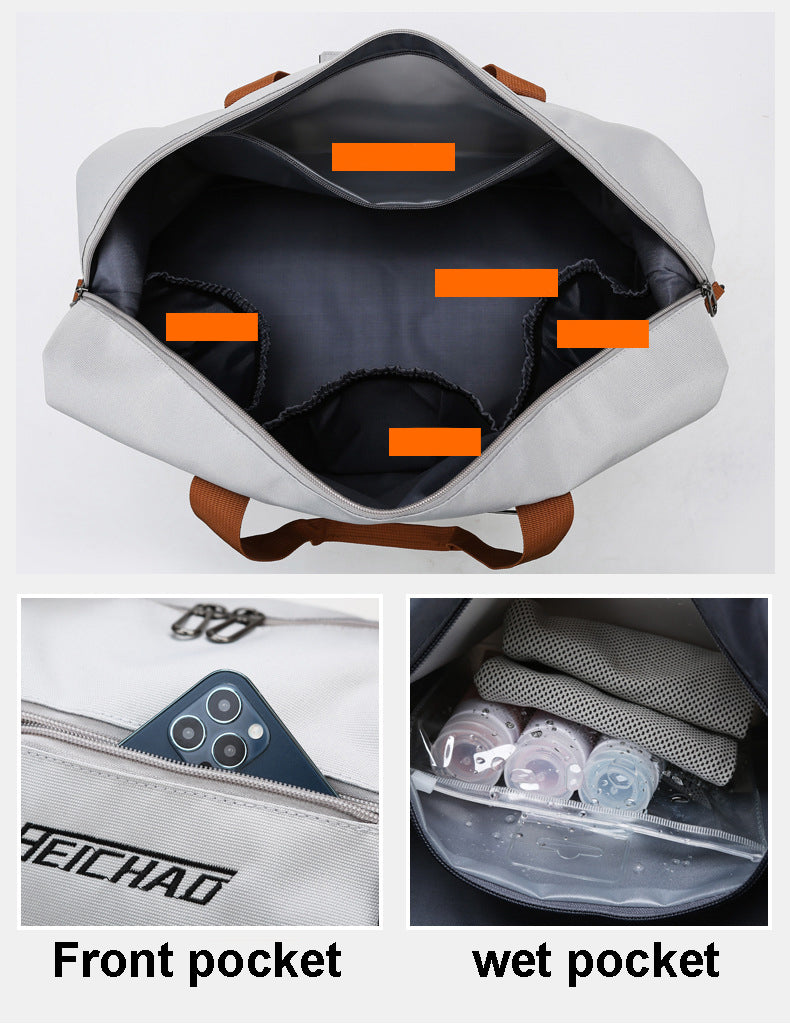 Travel Duffel Bag Oxford Tote Bag Sport Gym Bag Swimming Bag with Shoe Pouch&Wet Pocket