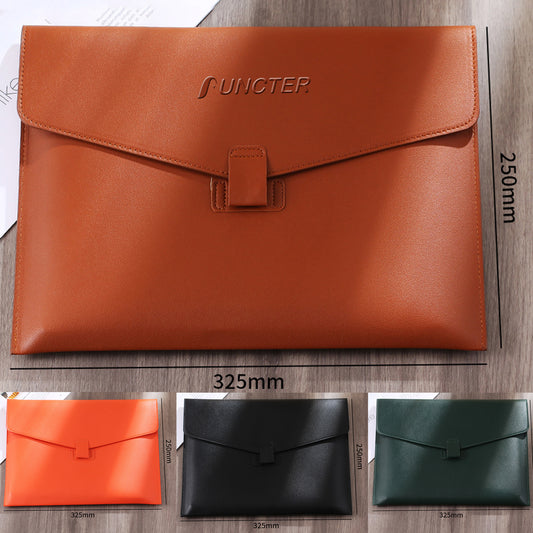 PU Leather A4 File Folder Document Holder Envelope Folder Case W/Snap Closure ( Plain Pattern )