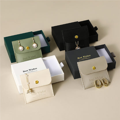 3.5" Drawer Gift Box Boutique Packaging Gift Box with PU Jewelry Pouch Display Kraft Box