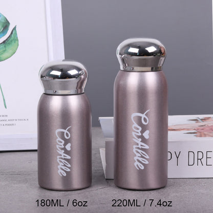 6oz/180ML 304 Stainless Steel Mini Insulated Water Bottle With Screw-on Lid Portable Vaccum Mug