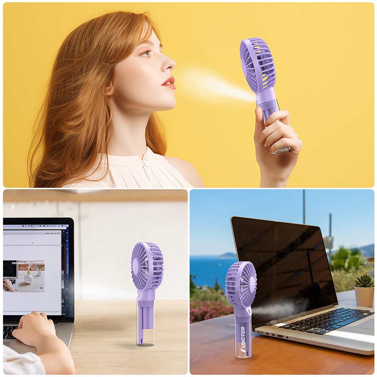 1800 mAh Portable Misting Fan Hand Held Small Personal Spray Fan W/Water Tank