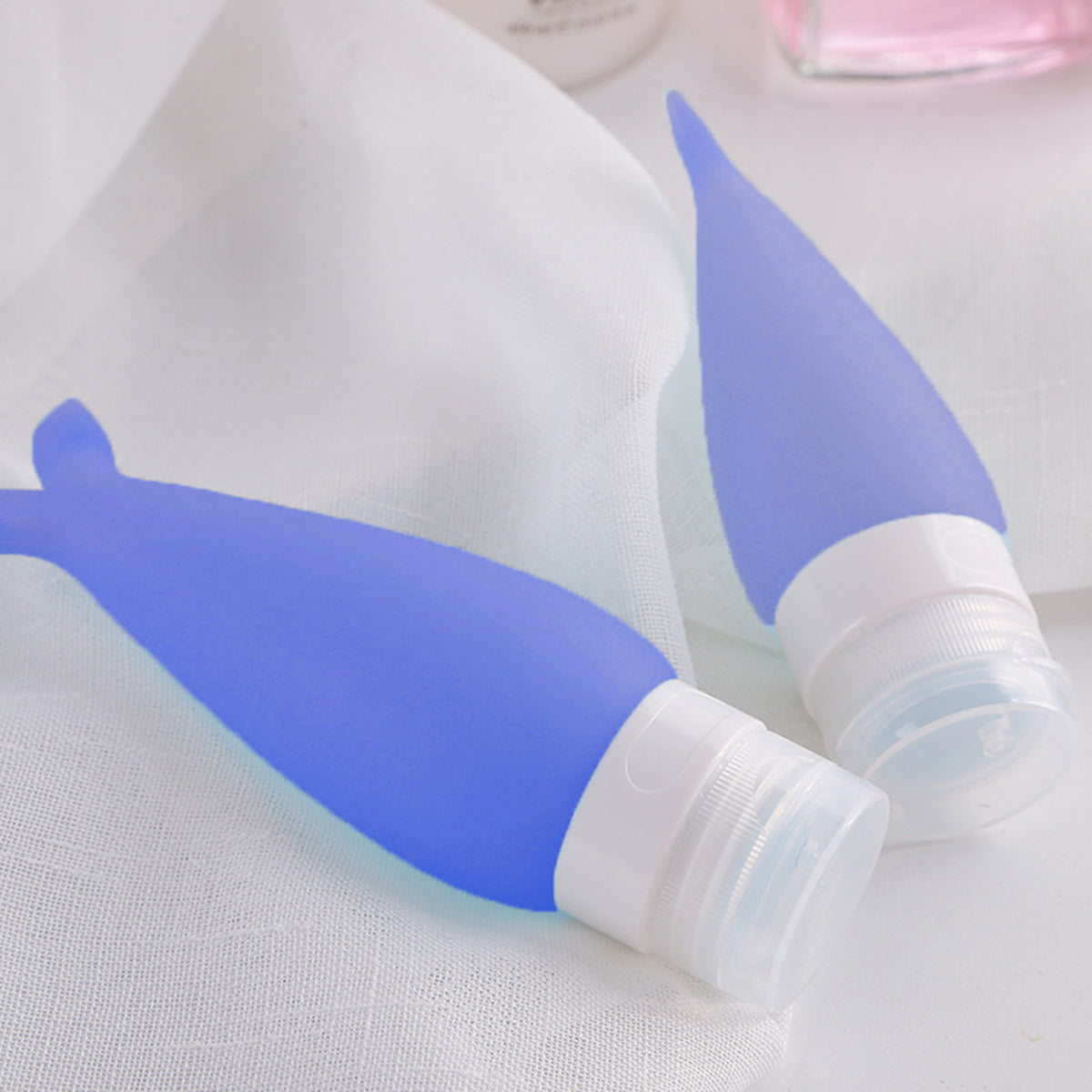 1.7 OZ Travel Split Bottles TSA Approved with Label Silicone BPA Free Refillable Cosmetic Container