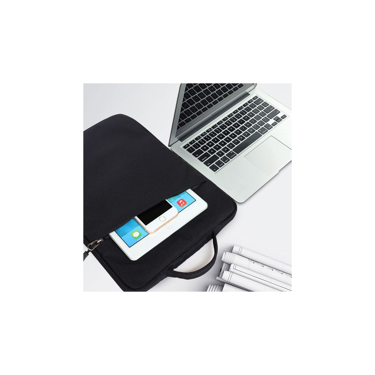 15" Laptop Sleeve w/3 Pockets & Shoulder Strap