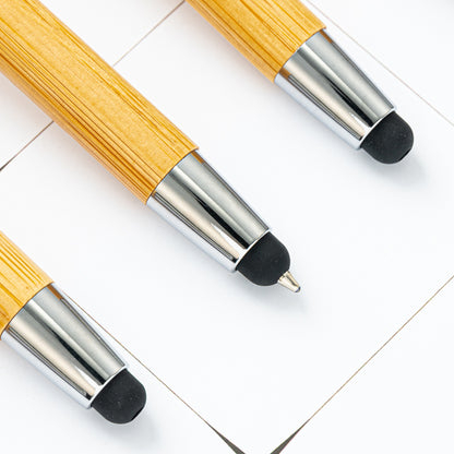 Bamboo Pens 2-in-1 Stylus Tip Wooden Bamboo Pens Engraving Wooden Ballpoint Pen Customizable