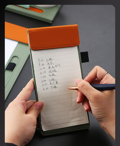 Two-tone A6 Magnetic PU Leather Clipboard W/Pen Holder