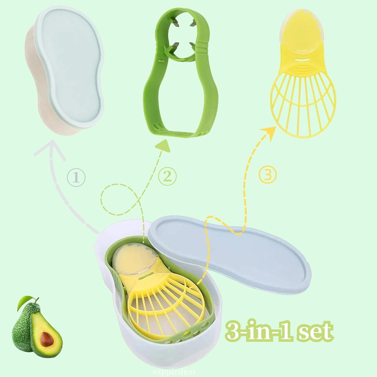 Keeper for Avocado, Container Saver Holder for Avocado Storage Set Kitchen Tool (3" 1)