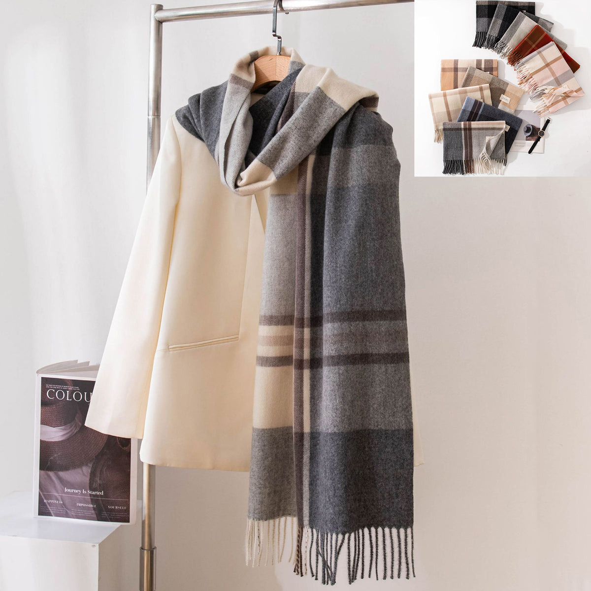 Fashion Long Plaid Scarves Warm Big Tartan Blanket Wrap Shawl