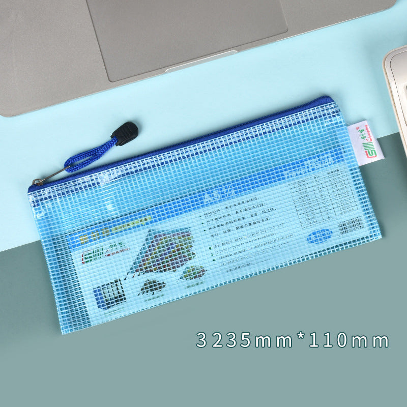 Long Square Shape Mesh Zipper Pouch Document Holder Bag File Document Pouch For School Office