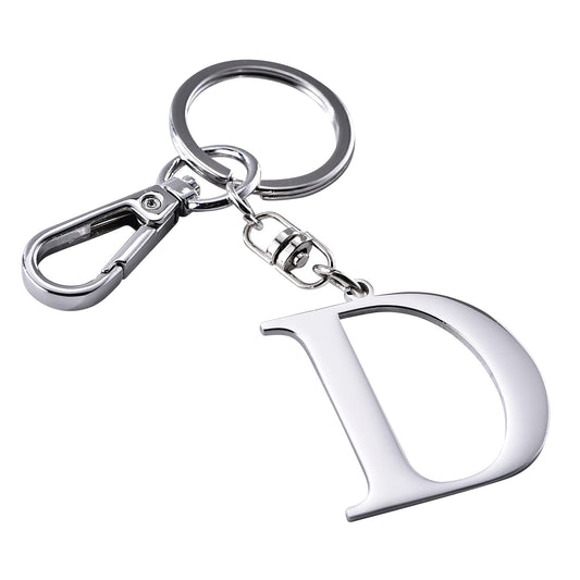 Silver Letter D Keychain Initial Keychain W/ Matel Clip
