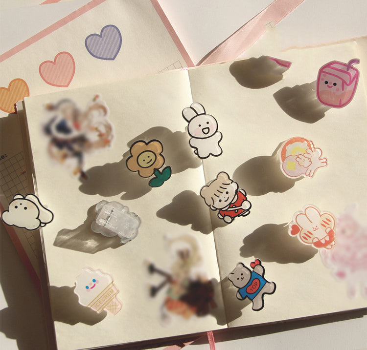Bear Shaped Acrylic Album Memo Clip Bag Binder Sealing Clip Food Bag Clamp-Two Sides Imprint