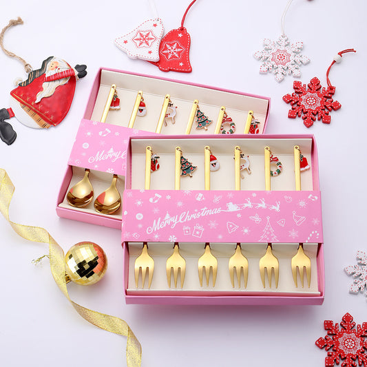 Stainless Steel Christmas Tableware Spoon/Fork Set Stainless Steel Flatware