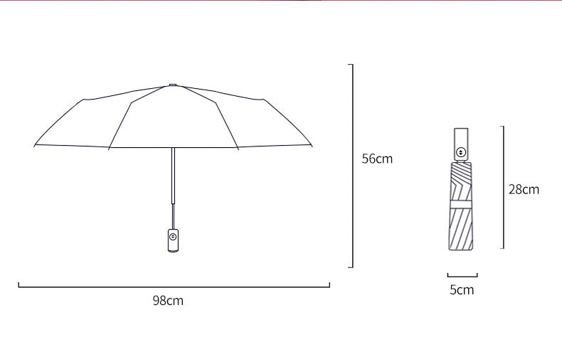 Automatic 8-Rib Black Coated Umbrella