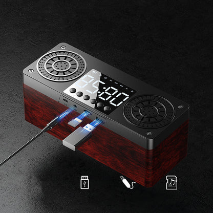 Wood Wireless Speaker With Time Display Alarm Clock