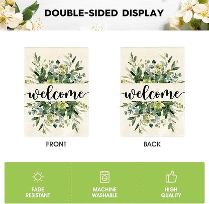 Spring Summer Floral Welcome Garden Flag 12x18" Double Sided Outside
