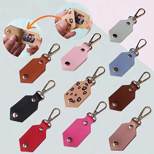 PU Leather ID Tag Photo Fob Keying
