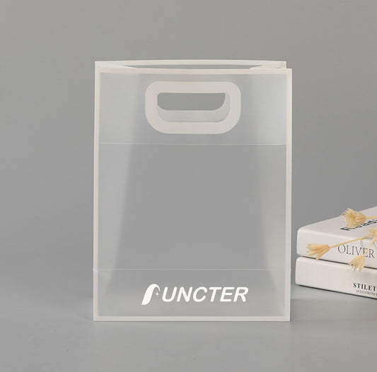 Custom Clear Tote Bag with Handle, Transparent PVC Reusable Gift Wrap Bag (S)
