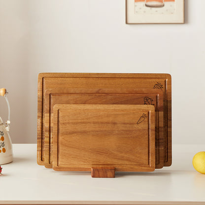 Three-Piece Set Acacia Wood Home Kitchen Cutting Board with Built-in Juice Sink