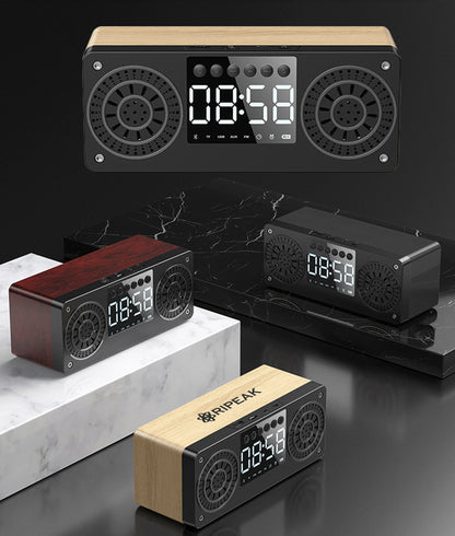 Wood Wireless Speaker With Time Display Alarm Clock