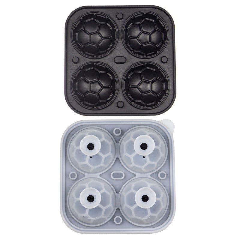 Sports Ball Soccer Shaped Silicone Ice Ball Mold W/ Ice Cube Tray