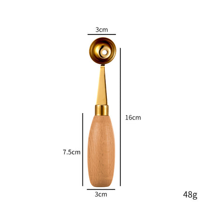 Round Gold 304 Stainless Steel Fruit Scoop Watermelon Scoop Ice Cream Scoop With Wood Handle