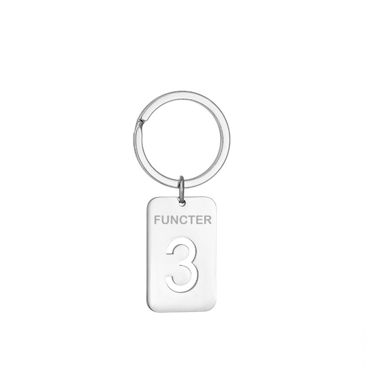 Number 3 Rectangular Tag Keychain 32 x 20 mm