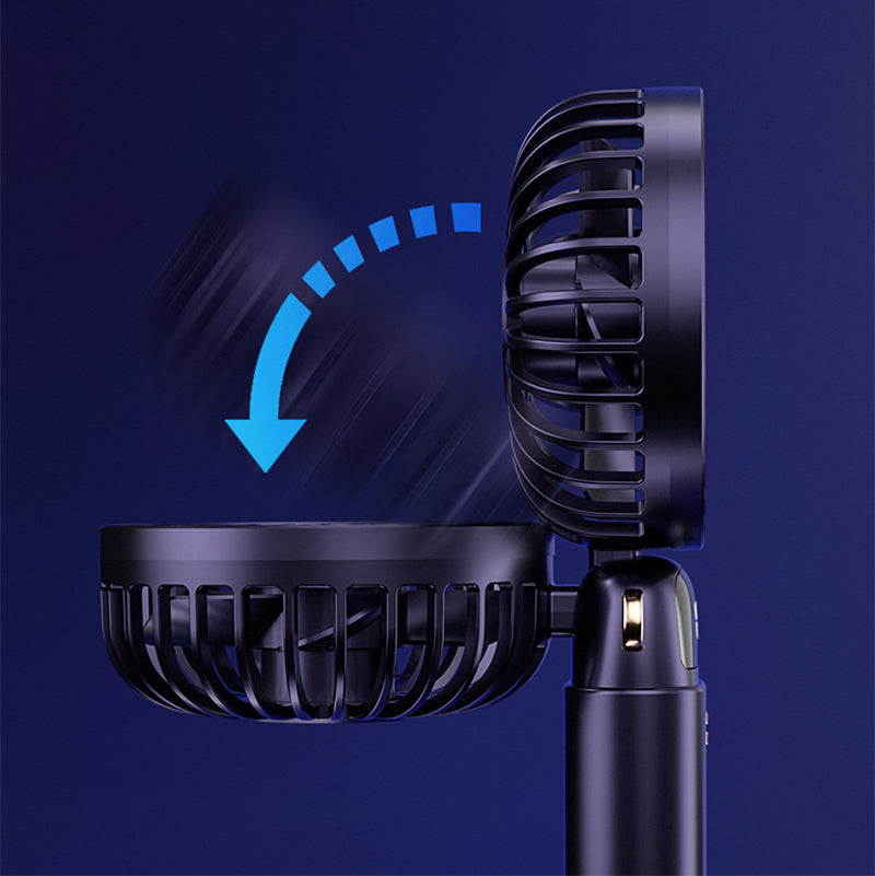 Foldable Mini Handheld Fan Phone Holder With Battery Display Adjustable Wind Speed