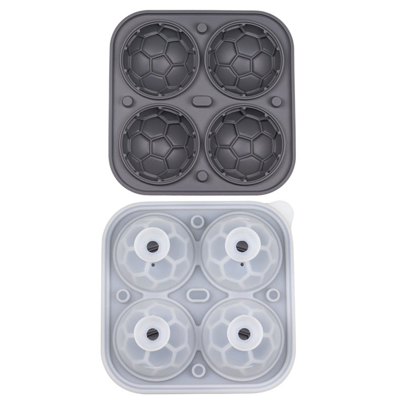 Sports Ball Soccer Shaped Silicone Ice Ball Mold W/ Ice Cube Tray