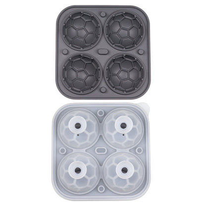 Sports Ball Soccer Shaped Silicone Ice Ball Mold W/ Ice Cube Tray