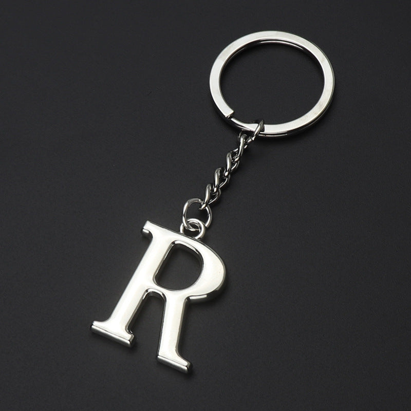 Silver Letter R Keychain Initial Keychain