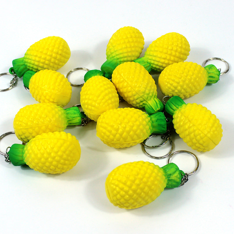 Simulated Pineapple Stress Reliever Ball Keychain