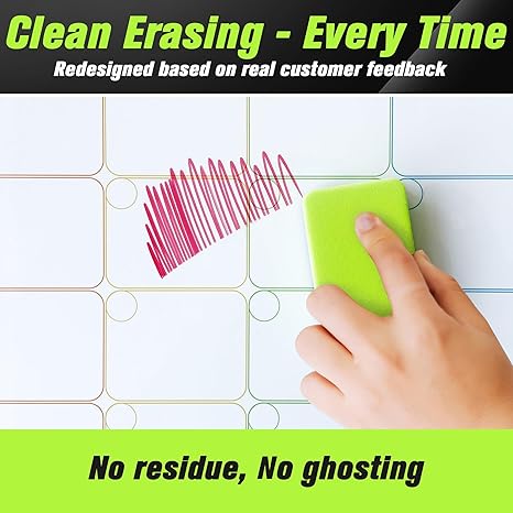 Magnetic Calendar Easy to Clean Strong Magnetic Hold Includes Dual-Magnet Markers & Eraser