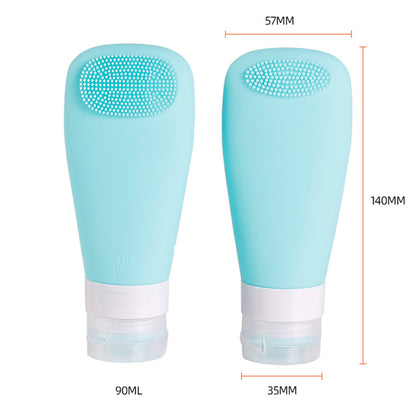 3 OZ Silicone Travel Split Bottles W/Bristle Brush