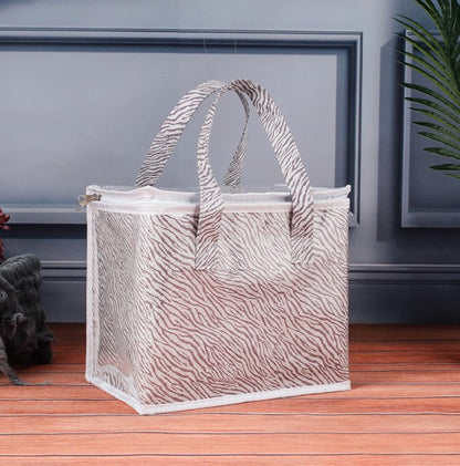 Insulated Lunch Bag with Inner Pocket Printed Canvas Fabric Reusable Cooler Tote Box(28*28*36cm)