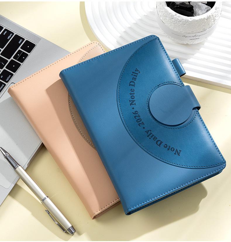 A5 PU Leather 2026 Weekly & Monthly Planner Daily Schedule Notebook W/ Pen Sleeve