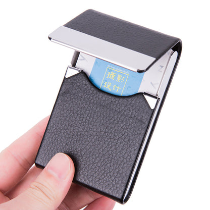 Stainless Steel Business Card Holder W/PU Leather
